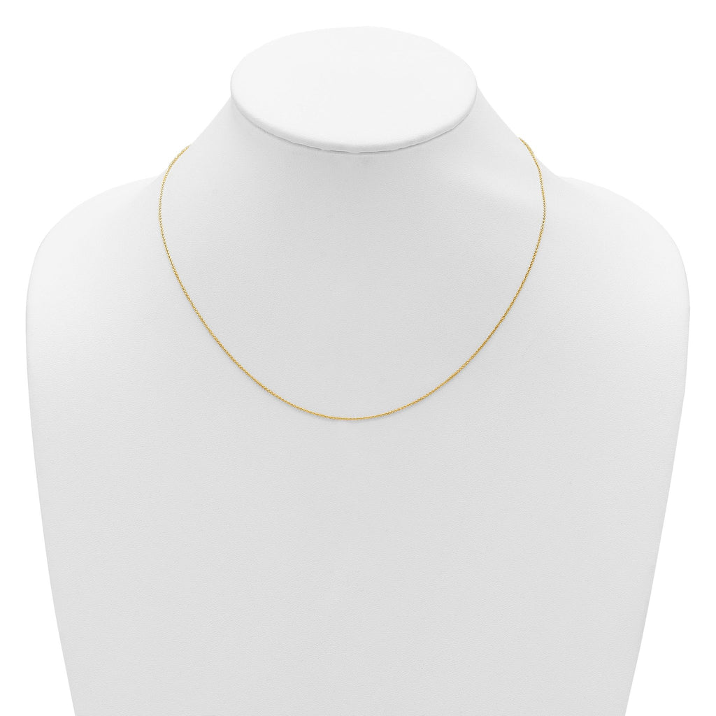 14k Yellow Gold .9mm Round Cable 1in+1in Adjustable Chain