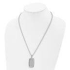 Polished & Textured Rectangle Necklace in Stainless Steel, 22"