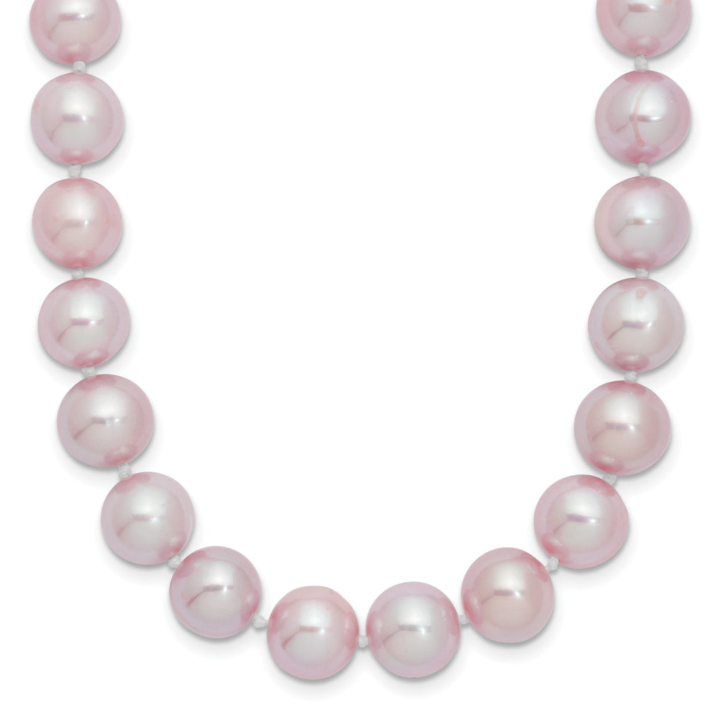 Sterling Silver Rhodium-plated 9-10mm Purple Near-Round Freshwater Cultured Pearl 16 inch Necklace