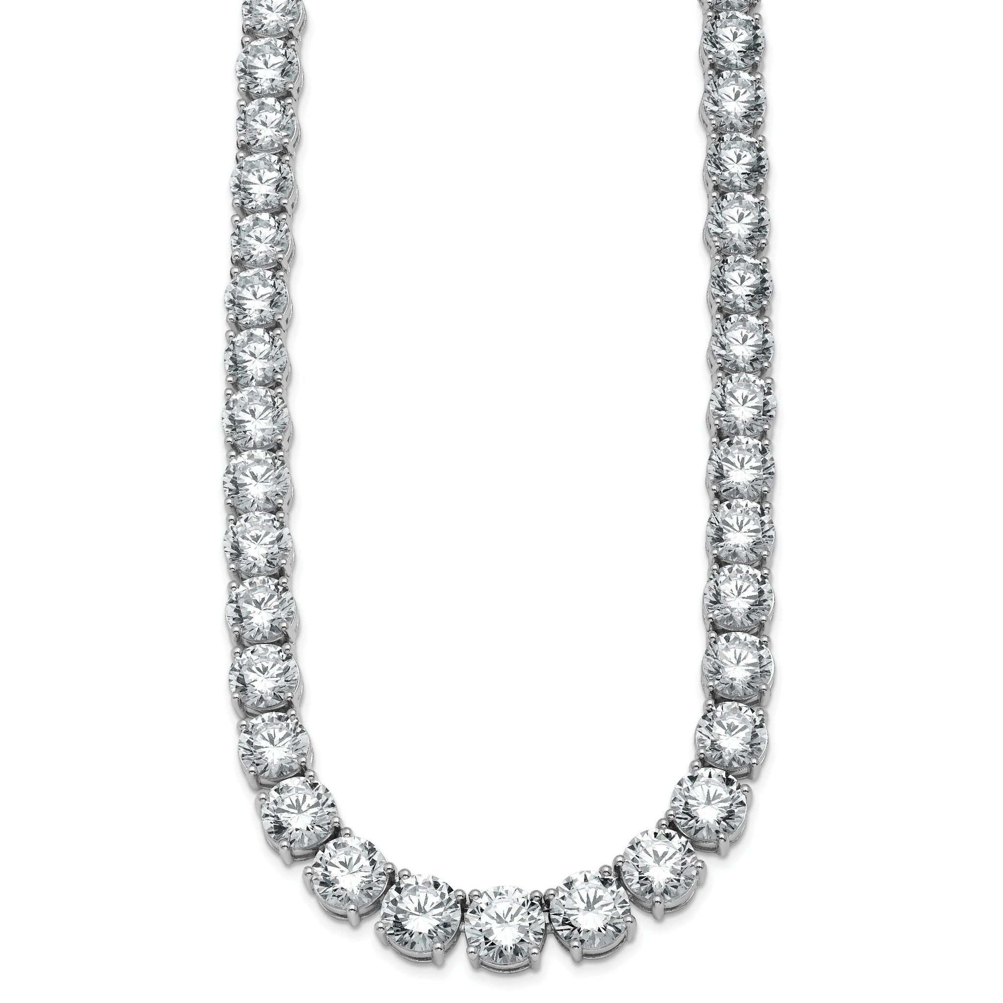 14k White Gold 100 3/4 carat Lab Grown Diamond VS+ F+ Complete Round 20 inch Graduated Tennis Necklace Secondary image