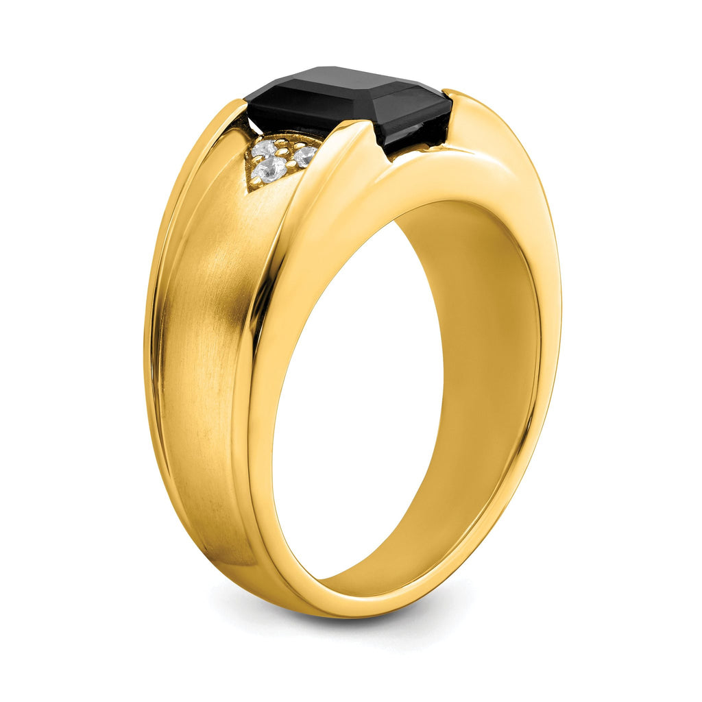14k Onyx and Diamond Mens Ring