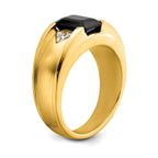 14k Onyx and Diamond Mens Ring