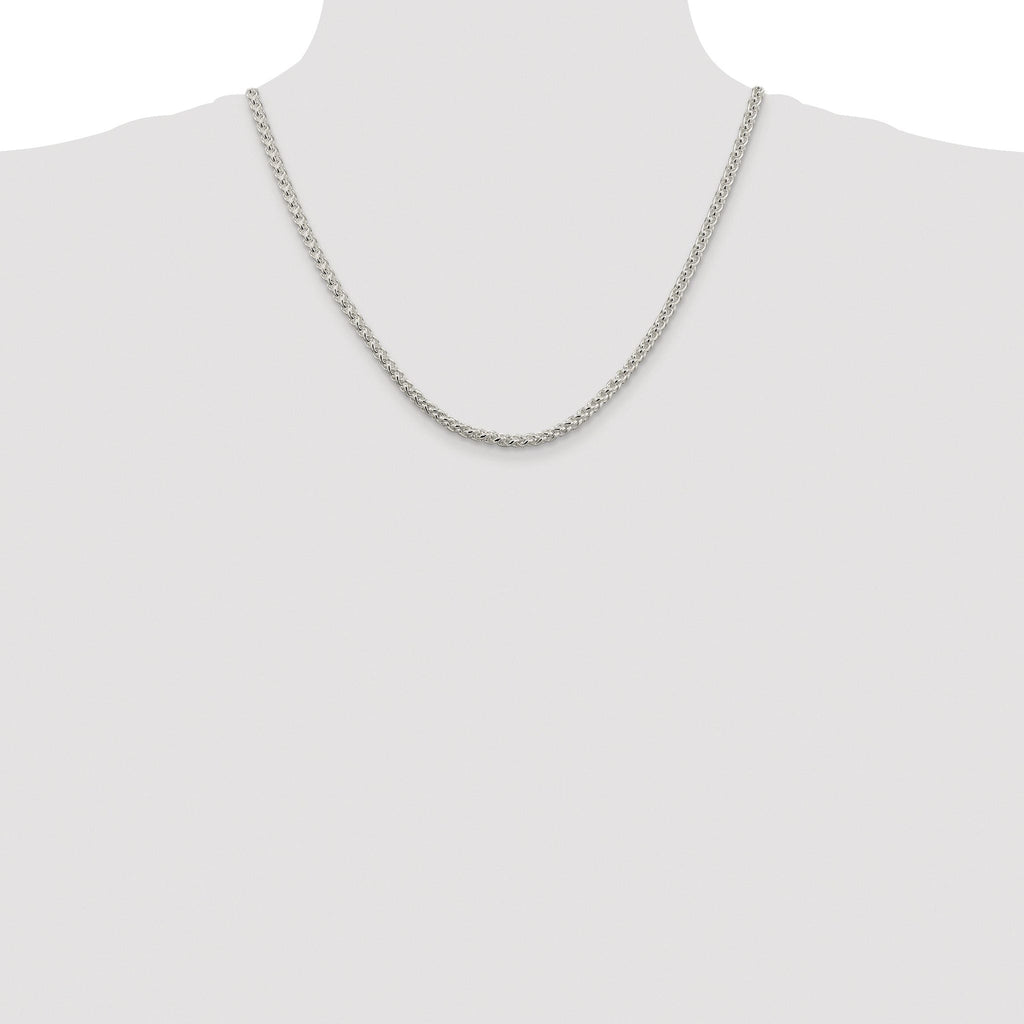 Sterling Silver Rhodium-plated 4mm Round Spiga Chain