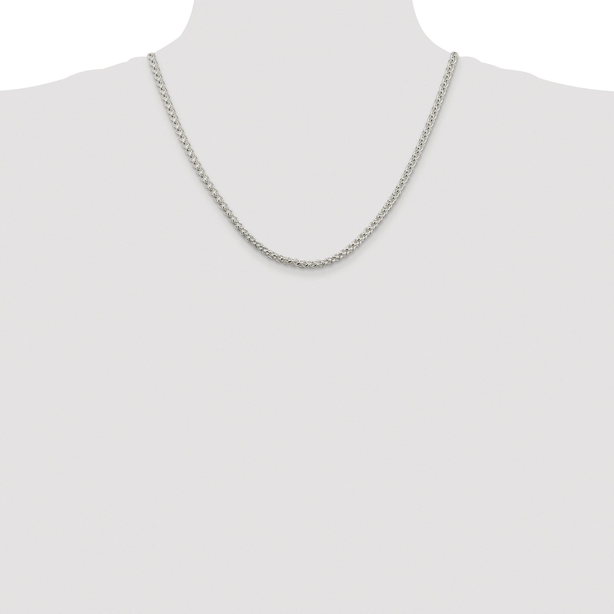 Sterling Silver Rhodium-plated 4mm Round Spiga Chain