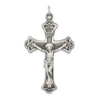 Sterling Silver 925 INRI Crucifix Pendant with Antiqued Polished Finish