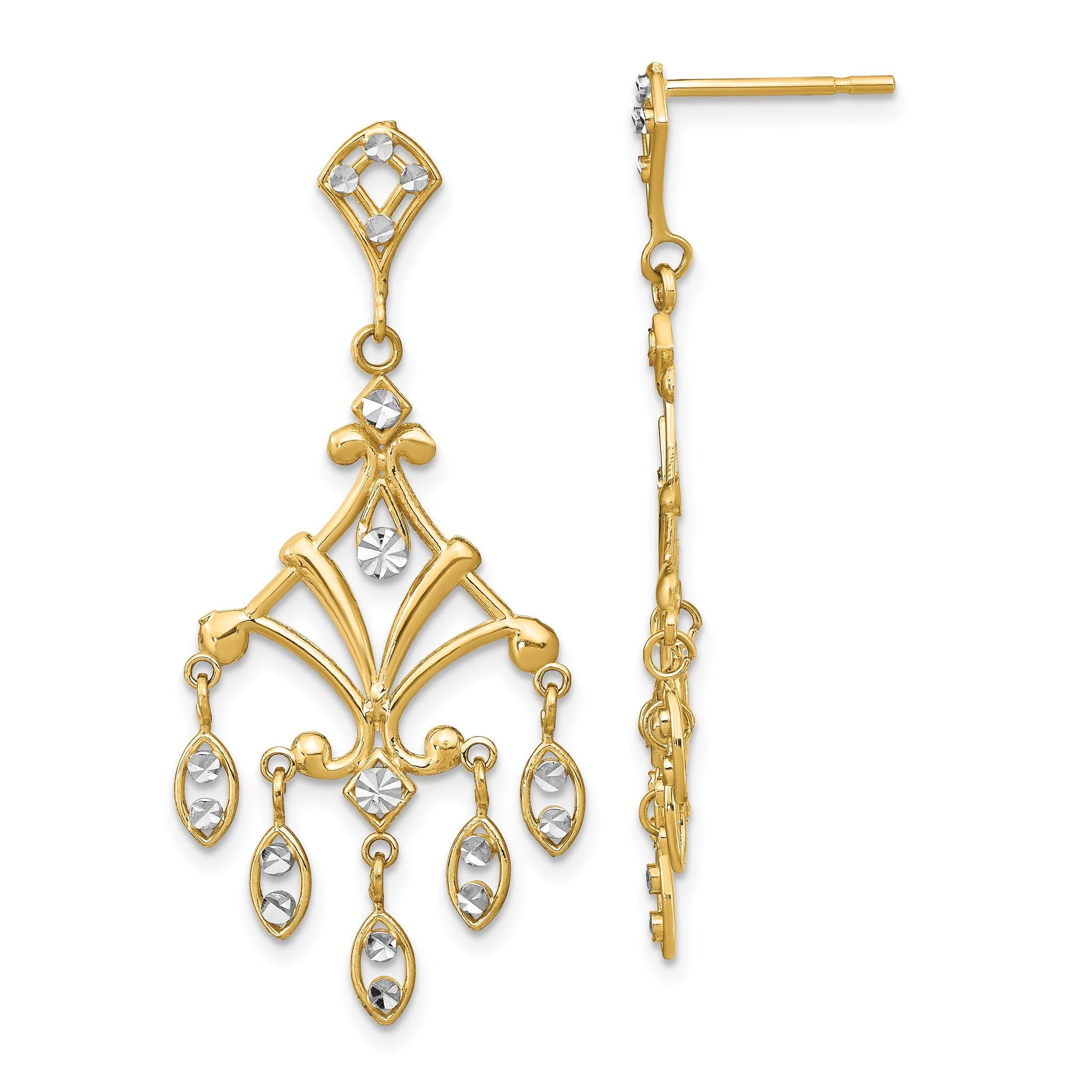 14K w/Rhodium D/C Chandelier Style Dangle Earrings Main image