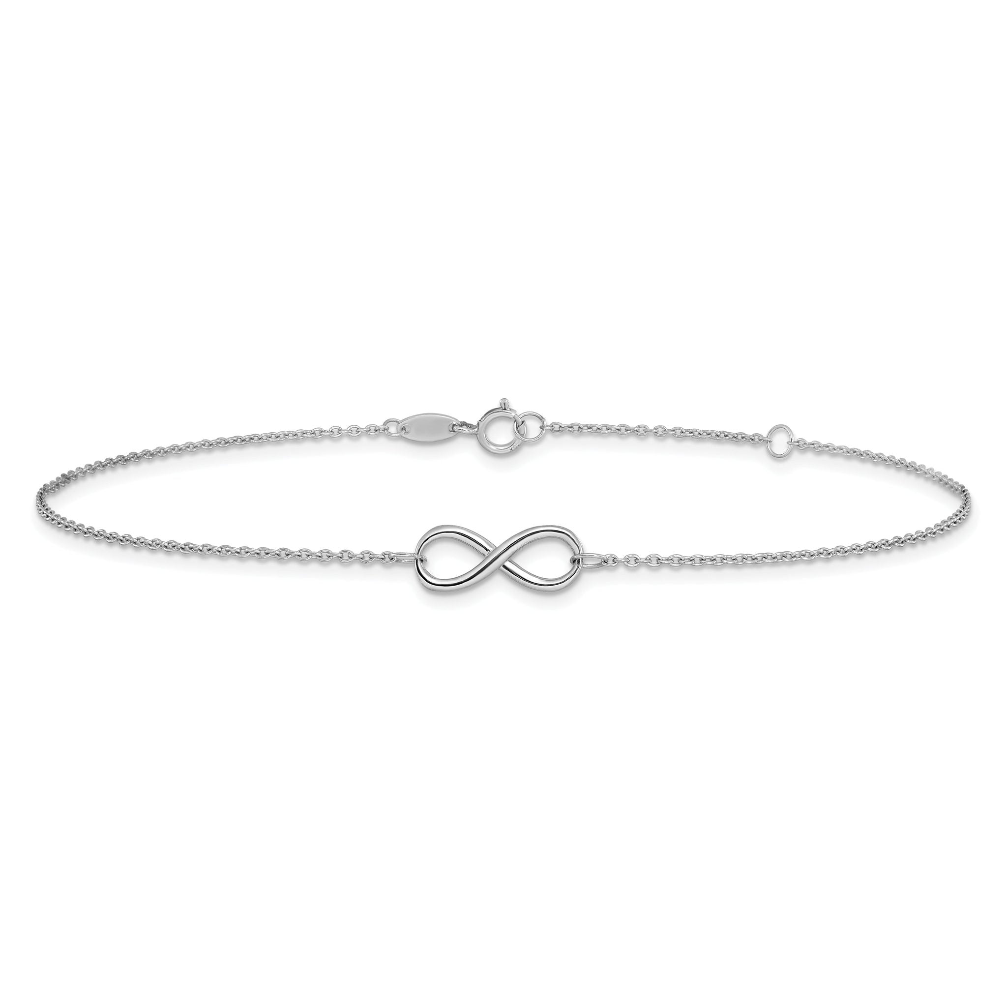 10K White Gold Polished Infinity with 1in ext. Anklet