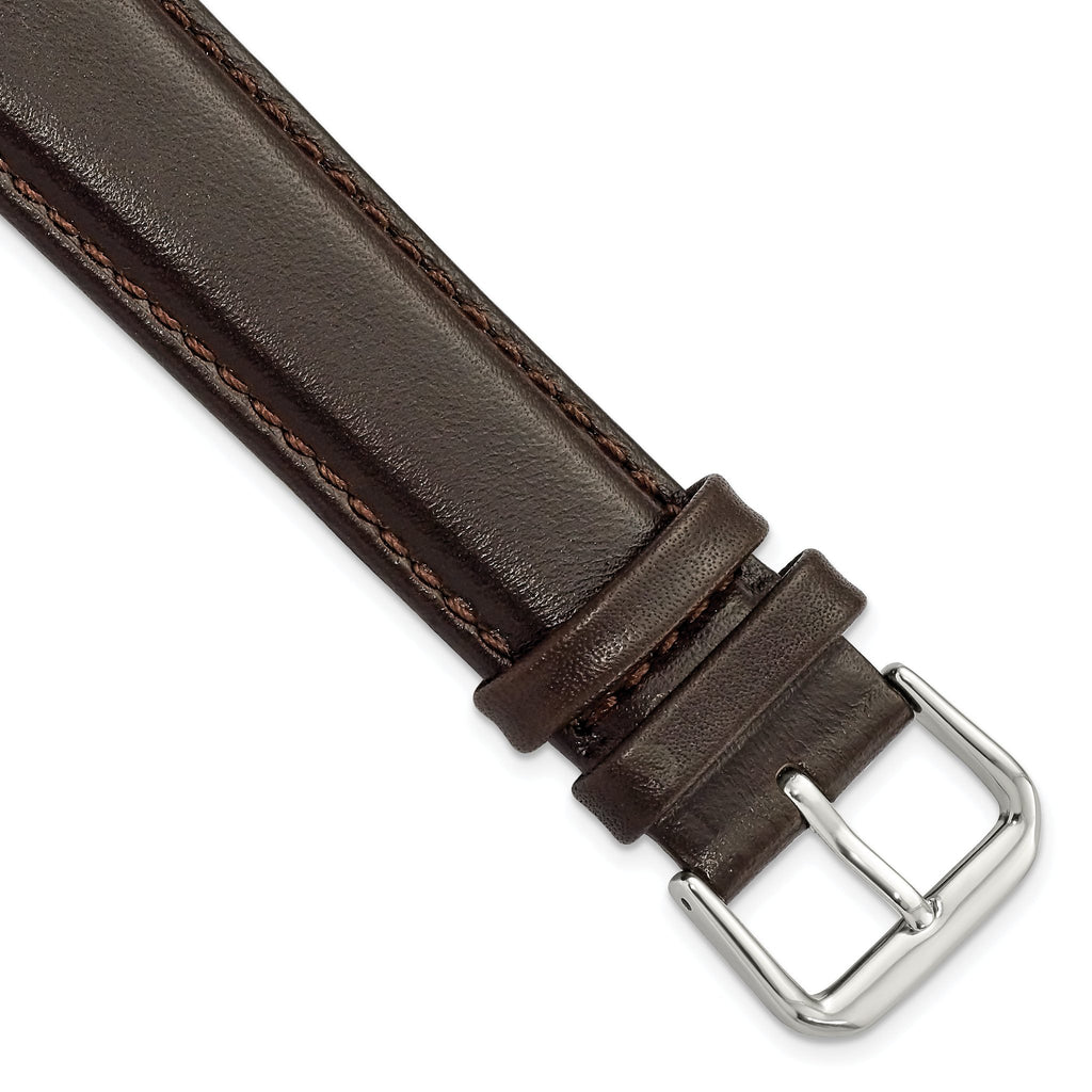 Smooth Leather Watch Band in Dark Brown, 19mm