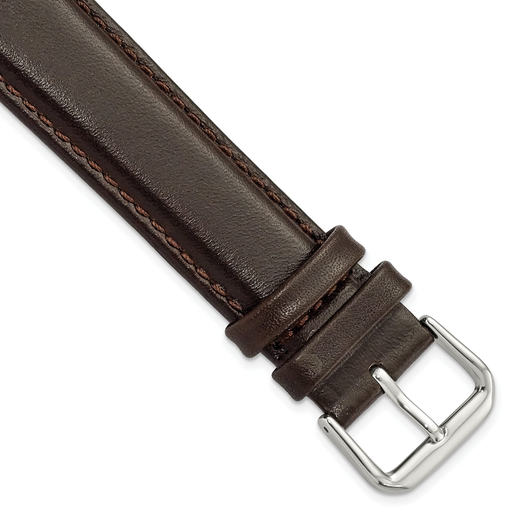 Smooth Leather Watch Band in Dark Brown, 19mm