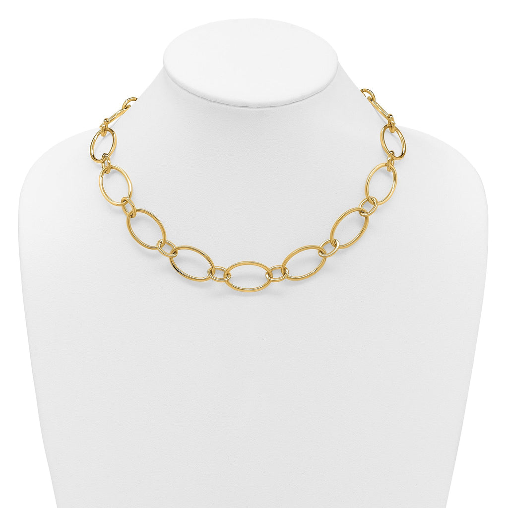 14K Polished Fancy Mixed Oval Link Necklace