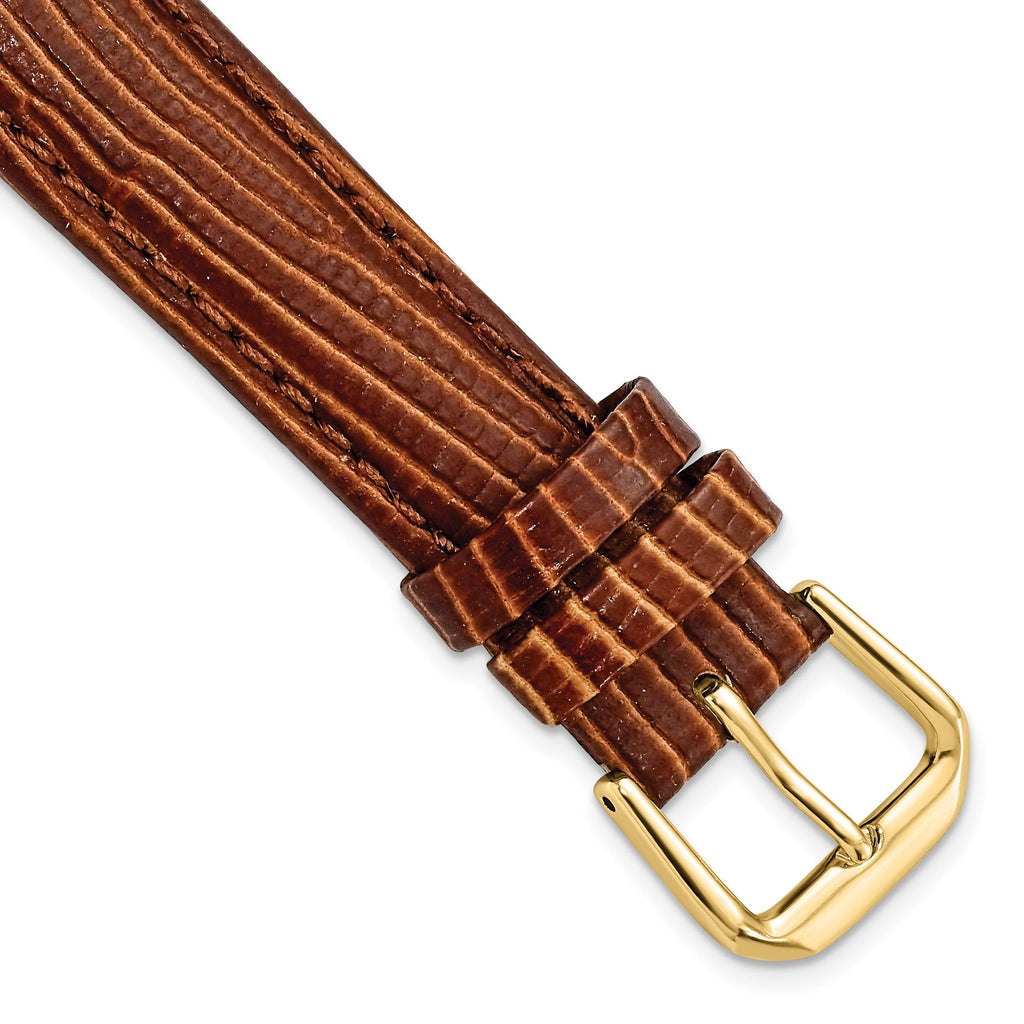 Snake Grain Leather Watch Band in Havana Brown, 16mm