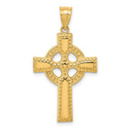 14K Gold Celtic Cross Pendant with Solid Textured Elegance