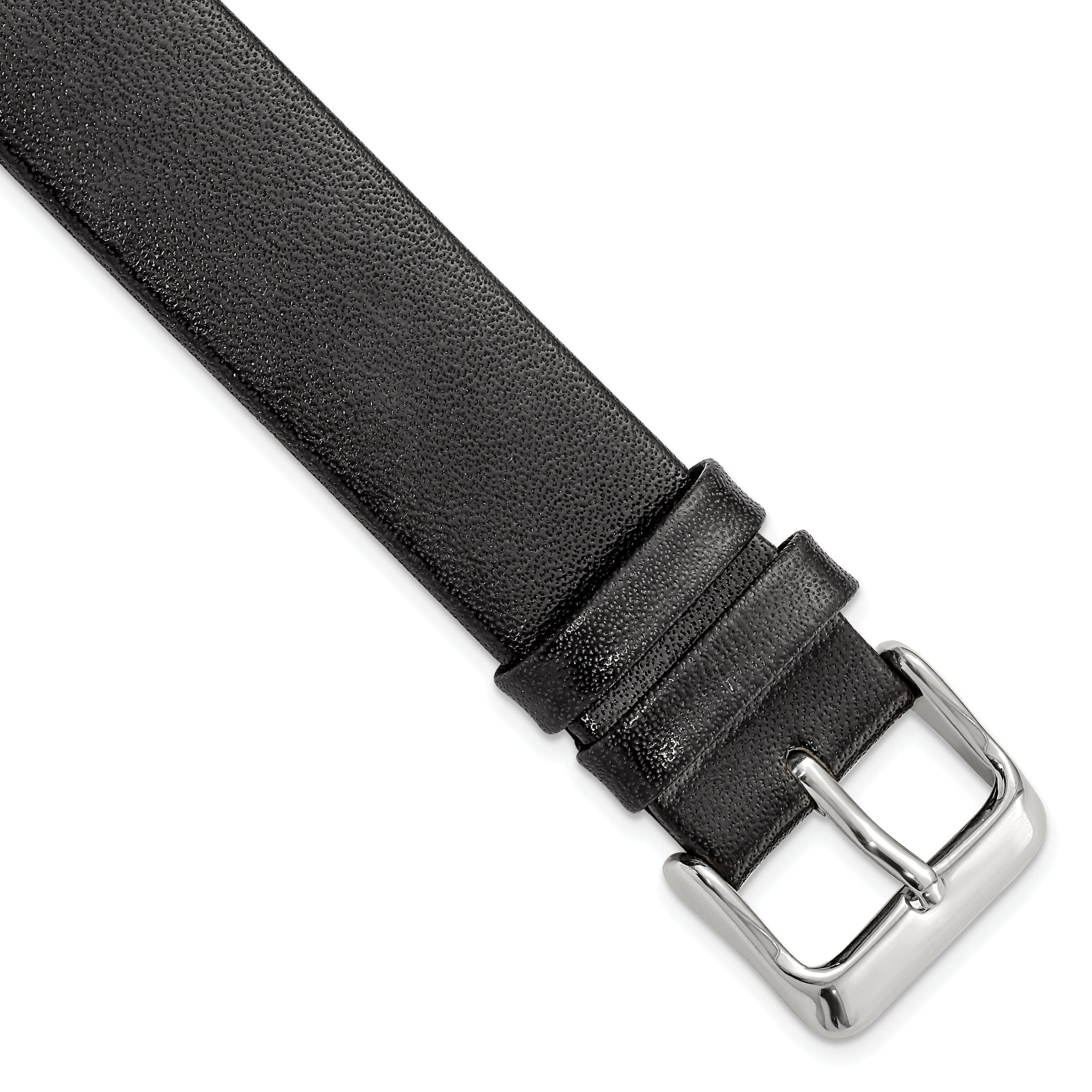 Italian Calfskin Watch Band in Black with Silver-Tone Buckle, 20mm Main image