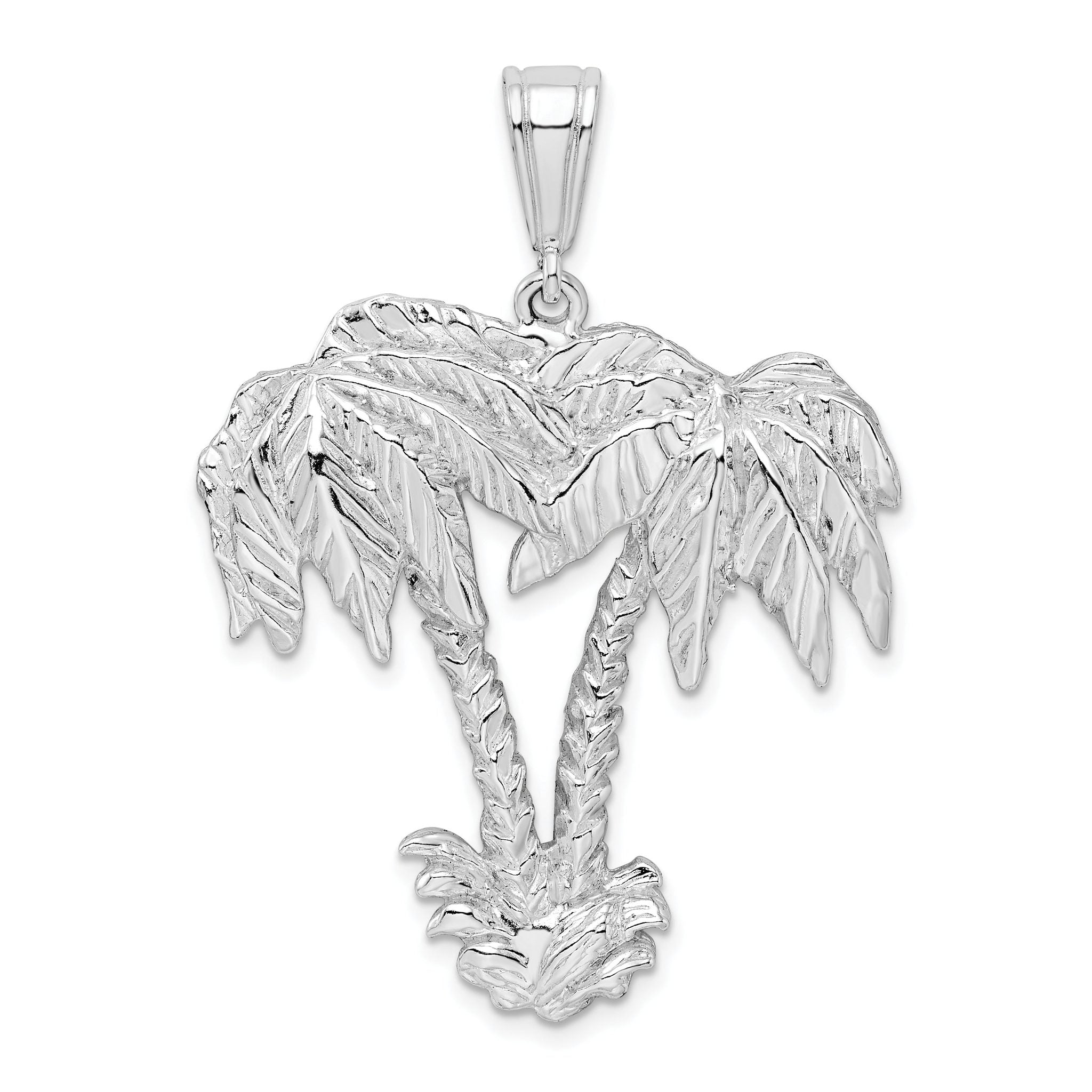 De-Ani Sterling Silver Rhodium-Plated Polished Palm Trees Pendant Main image