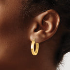 14k 3mm Polished Square Hoop Earrings