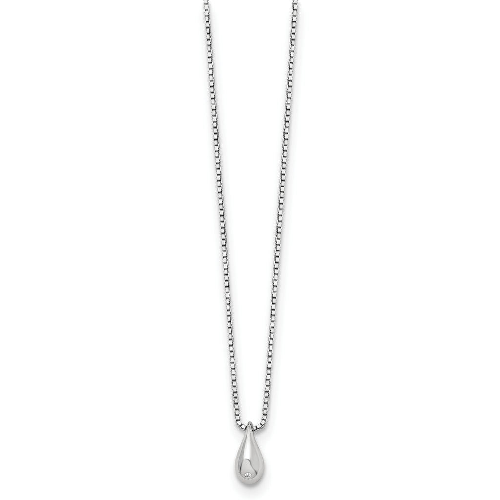 Sophia Jewelers Rhodium-Plated Silver Diamond Teardrop Necklace Elegant Gift-Ready Design