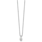 Sophia Jewelers Rhodium-Plated Silver Diamond Teardrop Necklace Elegant Gift-Ready Design