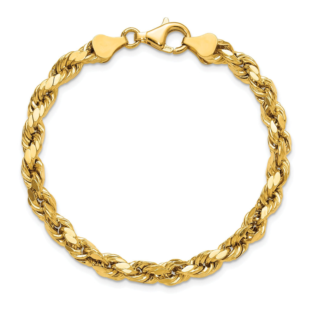 14K 7 inch 5.5mm Semi Solid Diamond-cut Rope with Lobster Clasp Chain