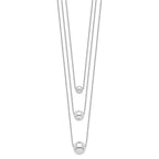 Sterling Silver Rhodium-plated 3-Strand With 2in ext. Polished Necklace