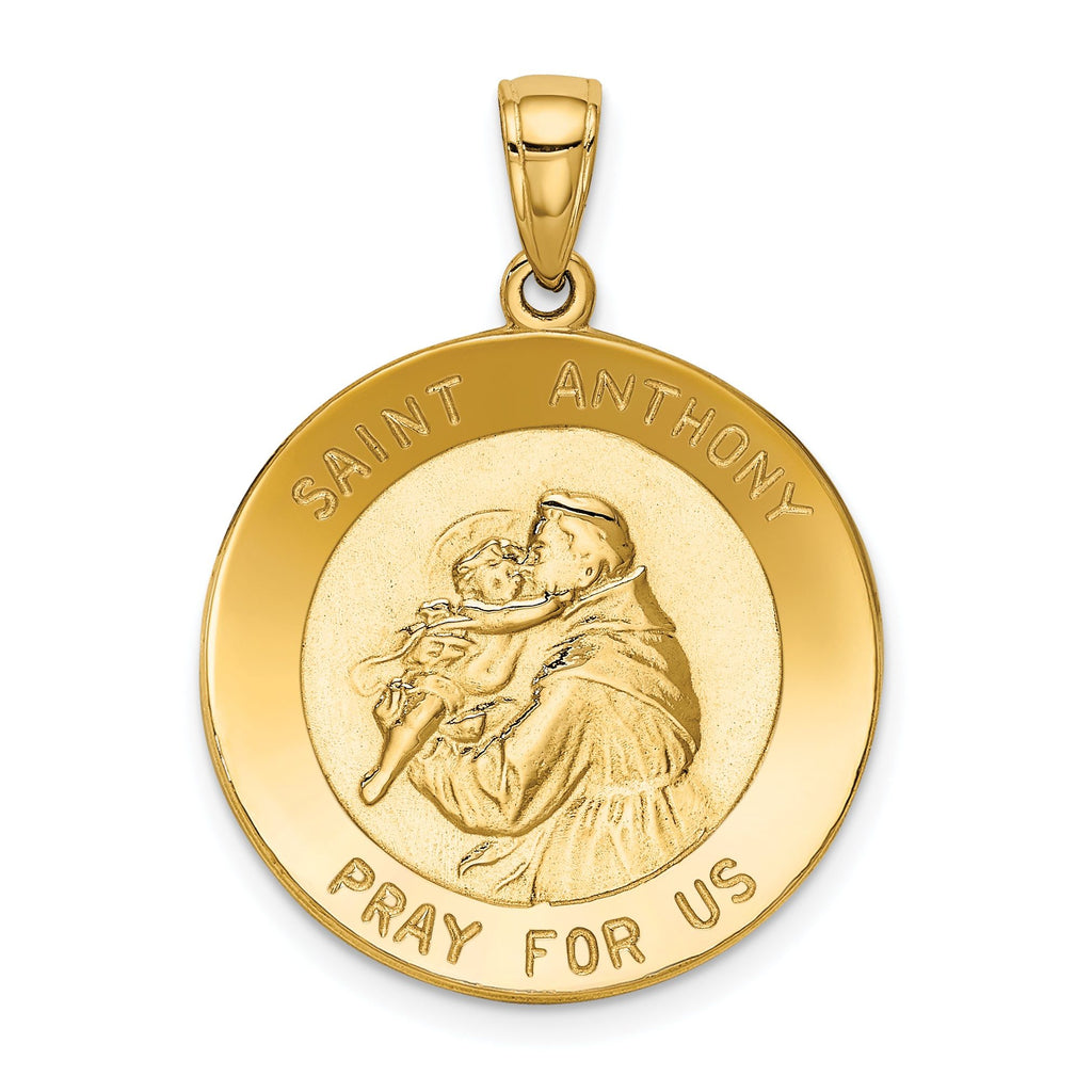 14K Gold Saint Anthony Medal Pendant with Polished Finish