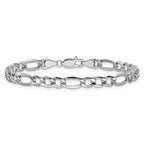 14K White Gold 7 inch 5.75mm Semi-Solid Figaro with Lobster Clasp Bracelet