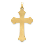 14k Two-tone Hollow Polished Woven Fleur de Lis Crucifix
