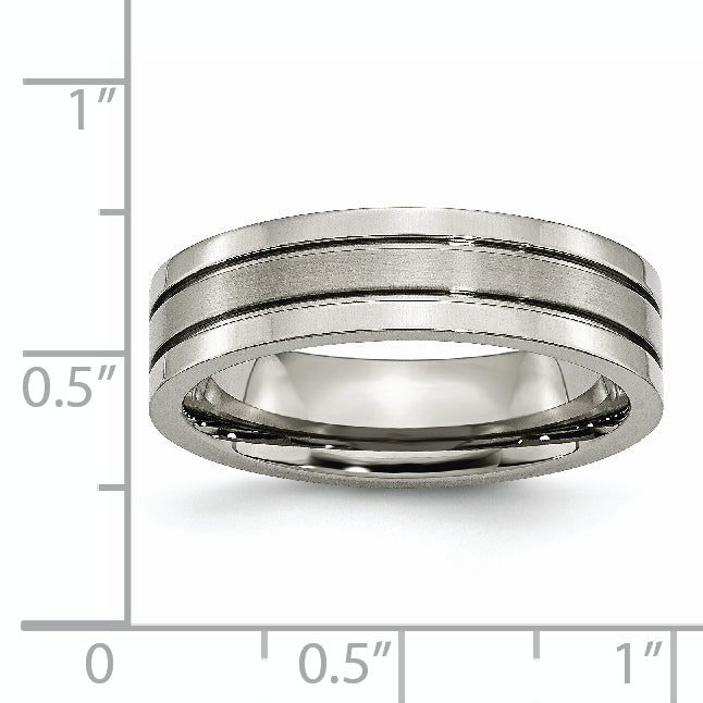 Grooved Wedding Band in Titanium, 6mm