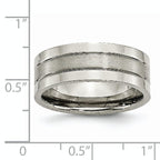 Grooved Wedding Band in Titanium, 8mm