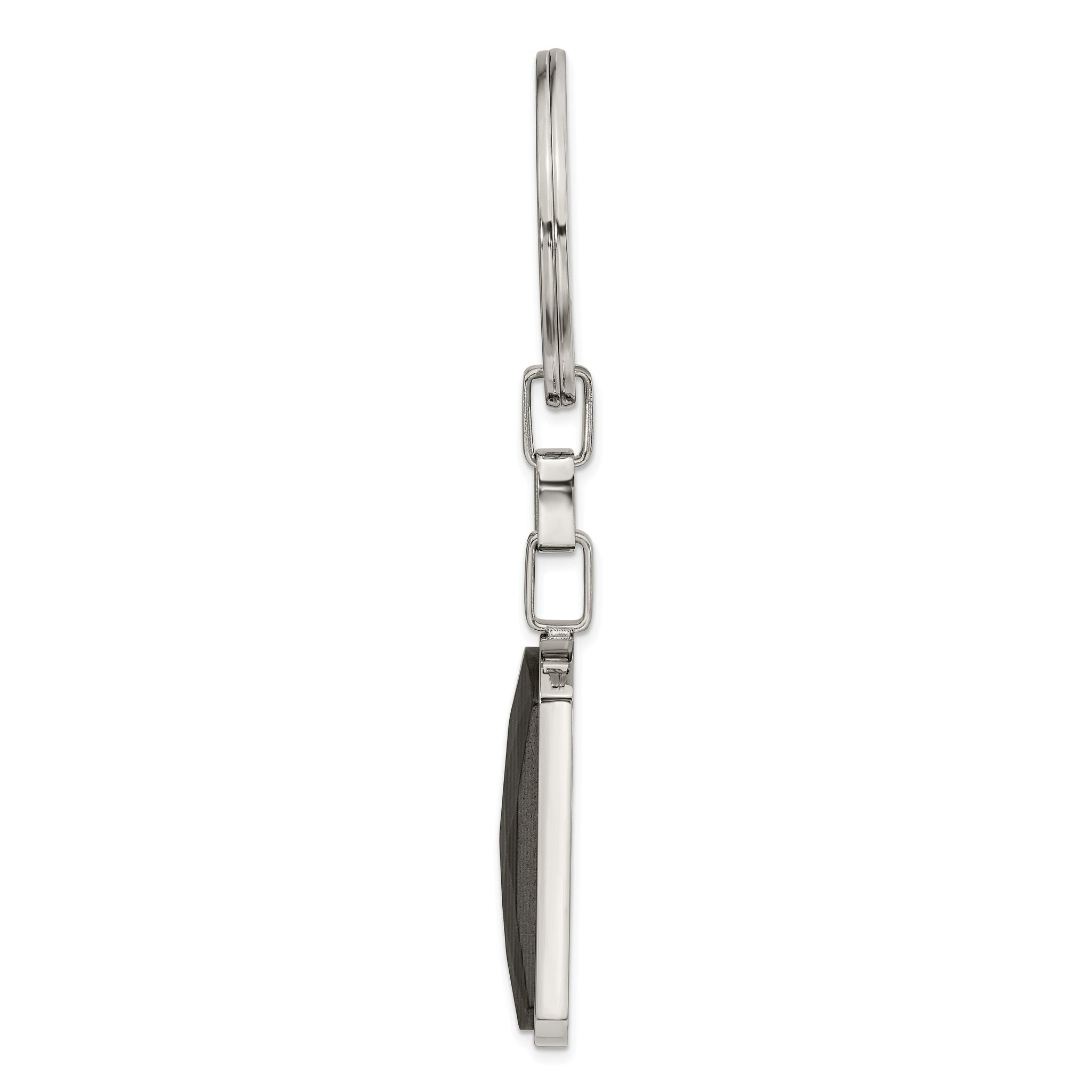 Chisel Stainless Steel Polished Solid Black Carbon Fiber Inlay Key Ring Secondary image
