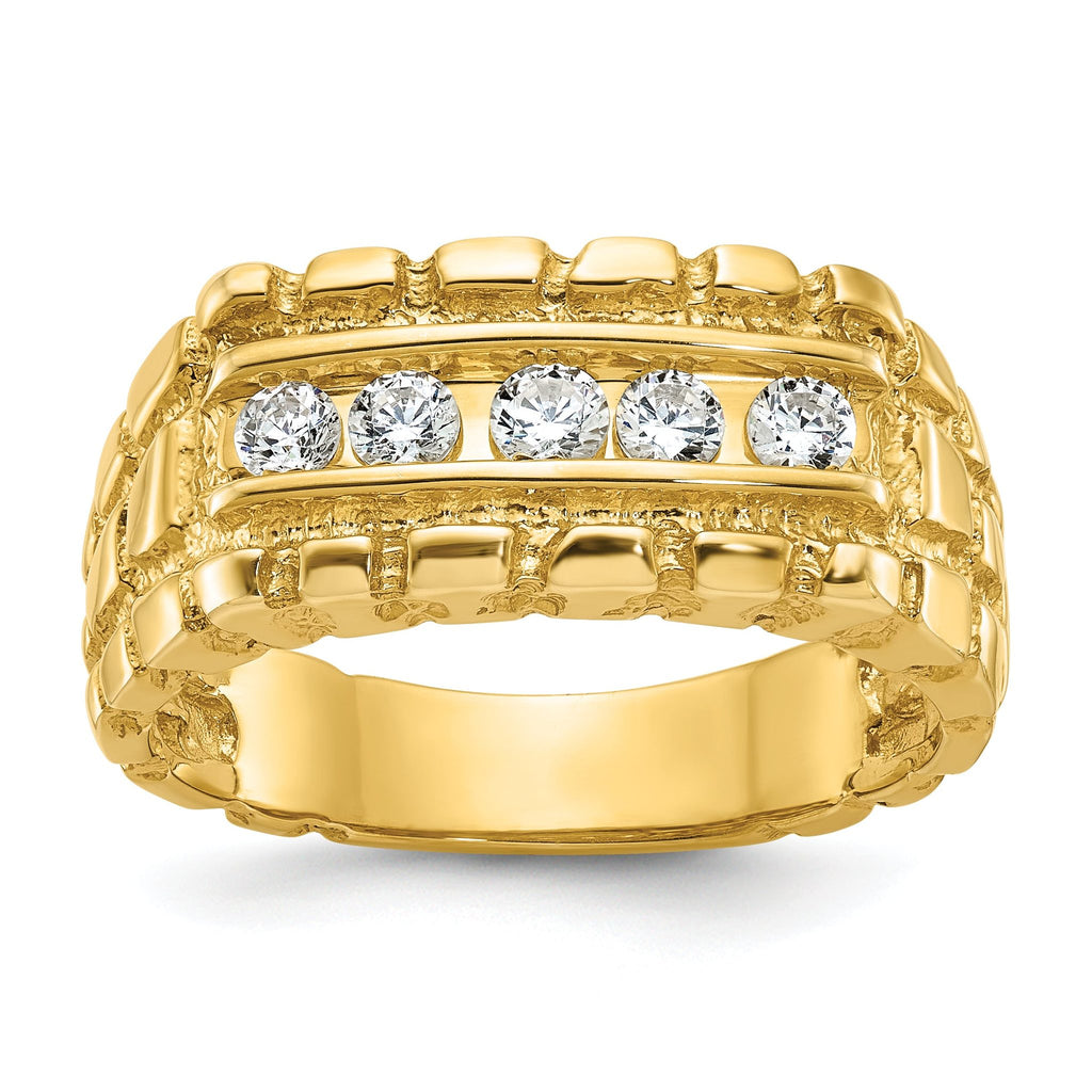 14k Mens 1/3 carat Diamond Nugget Complete Ring