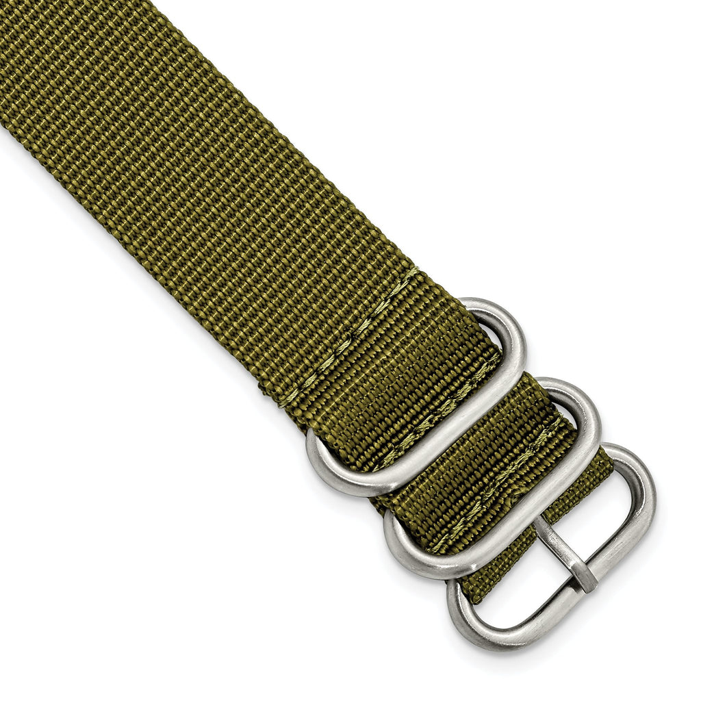 Military Ballistic Nylon Watch Band in Olive Green, 18mm
