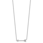 14K White Gold Polished Arrow Necklace with Rhodium Curb Chain