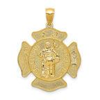 14K Gold St. Florian Badge Pendant with Polished Textured Finish