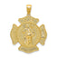 14K Gold St. Florian Badge Pendant with Polished Textured Finish
