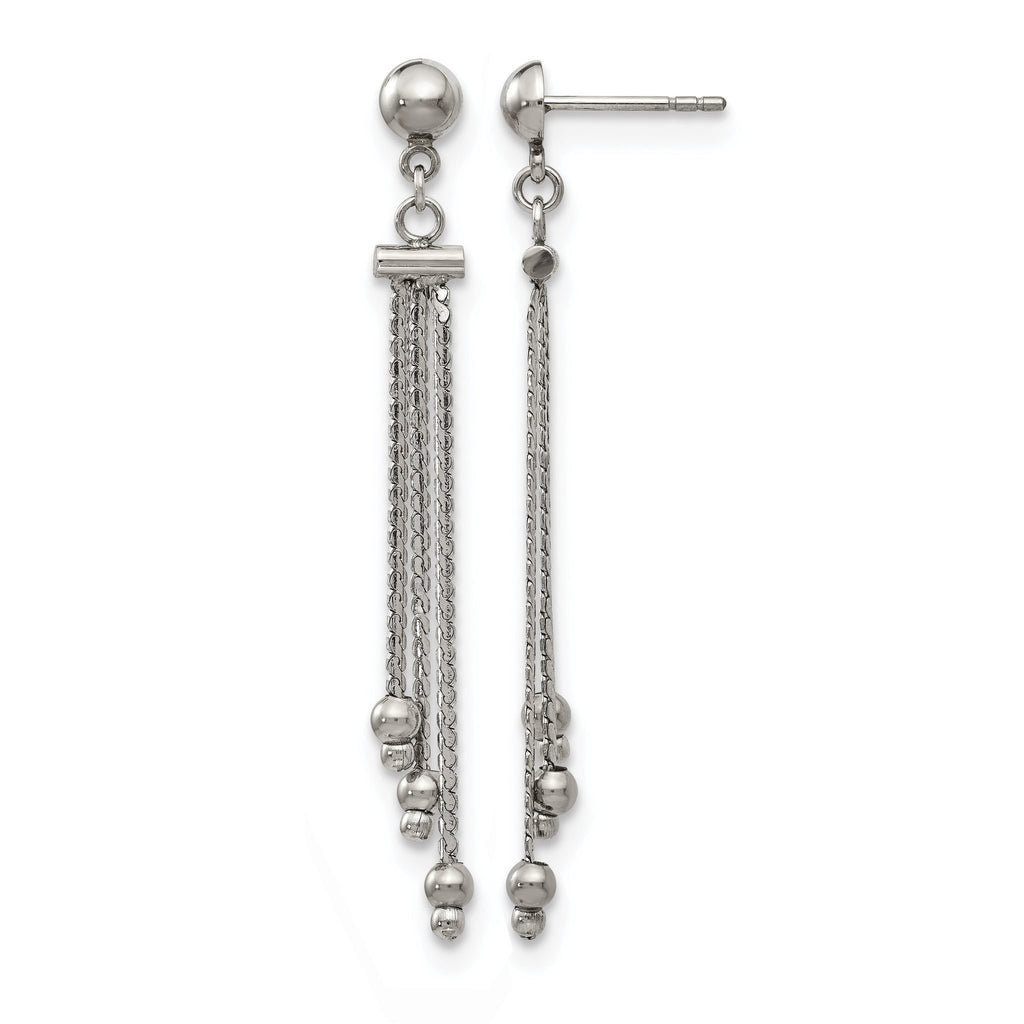 Stainless Steel Polished Beaded Drop Dangle Earrings for Women