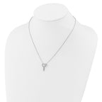 Cheryl M Sterling Silver Rhodium-plated Polished CZ Butterflies Heart with 2 Inch Extension Necklace
