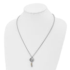 Chisel Stainless Steel Polished Yellow IP-plated with CZ Heart Key Pendant on a 22 inch Cable Chain Necklace