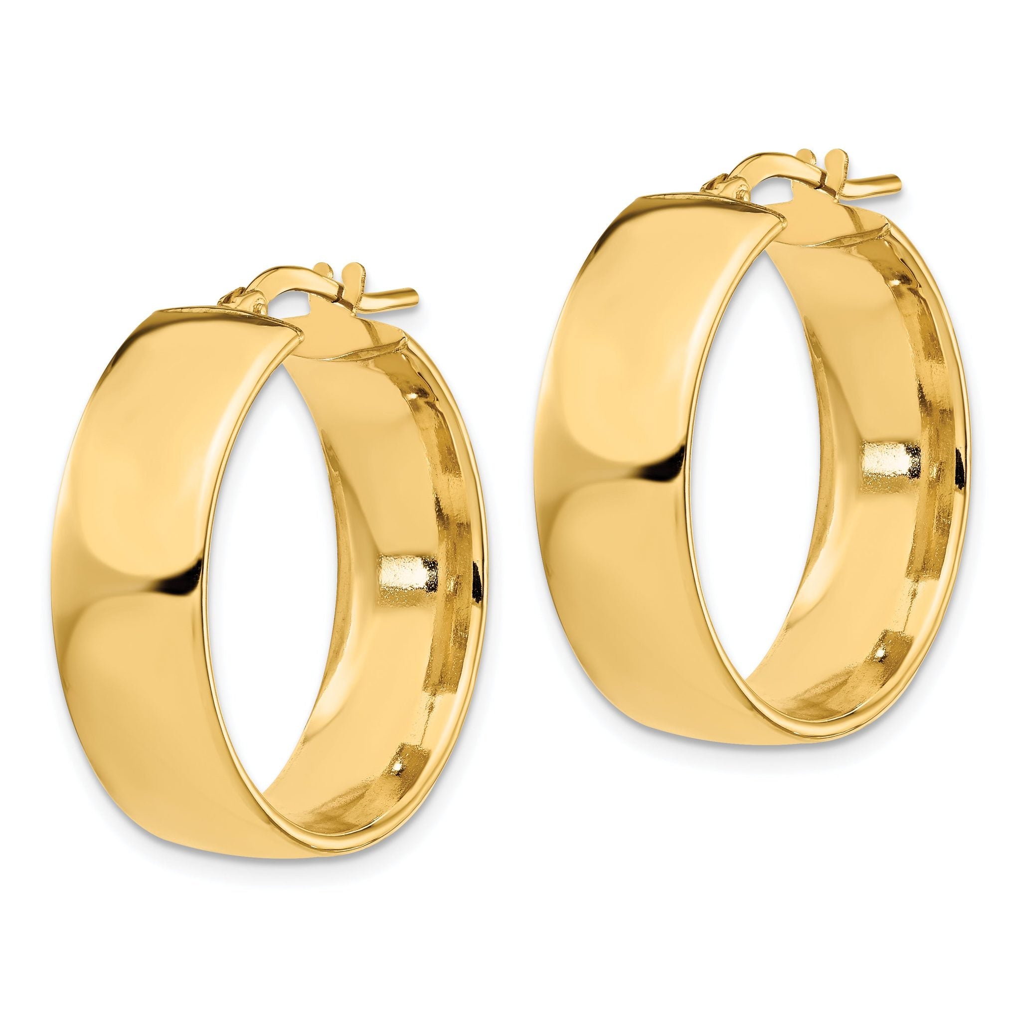 14K 8mm High Polished Hoop Earrings Secondary image