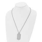 CZ Dog Tag Necklace in Stainless Steel, 24 in