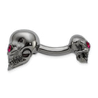 Sterling Silver Ruthenium & Crystal Skull Cuff Links