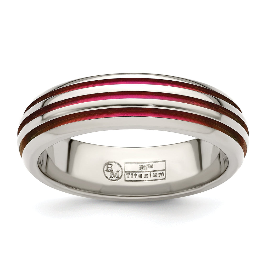 Sophia Jewelers Titanium Wedding Band with Pink Anodized Grooves