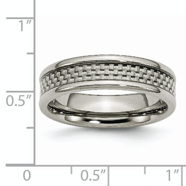Carbon Fiber Inlay Wedding Band in Titanium, 6mm