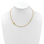 14K Polish/Dia-cut/Beaded Religious Rosary Style Necklace