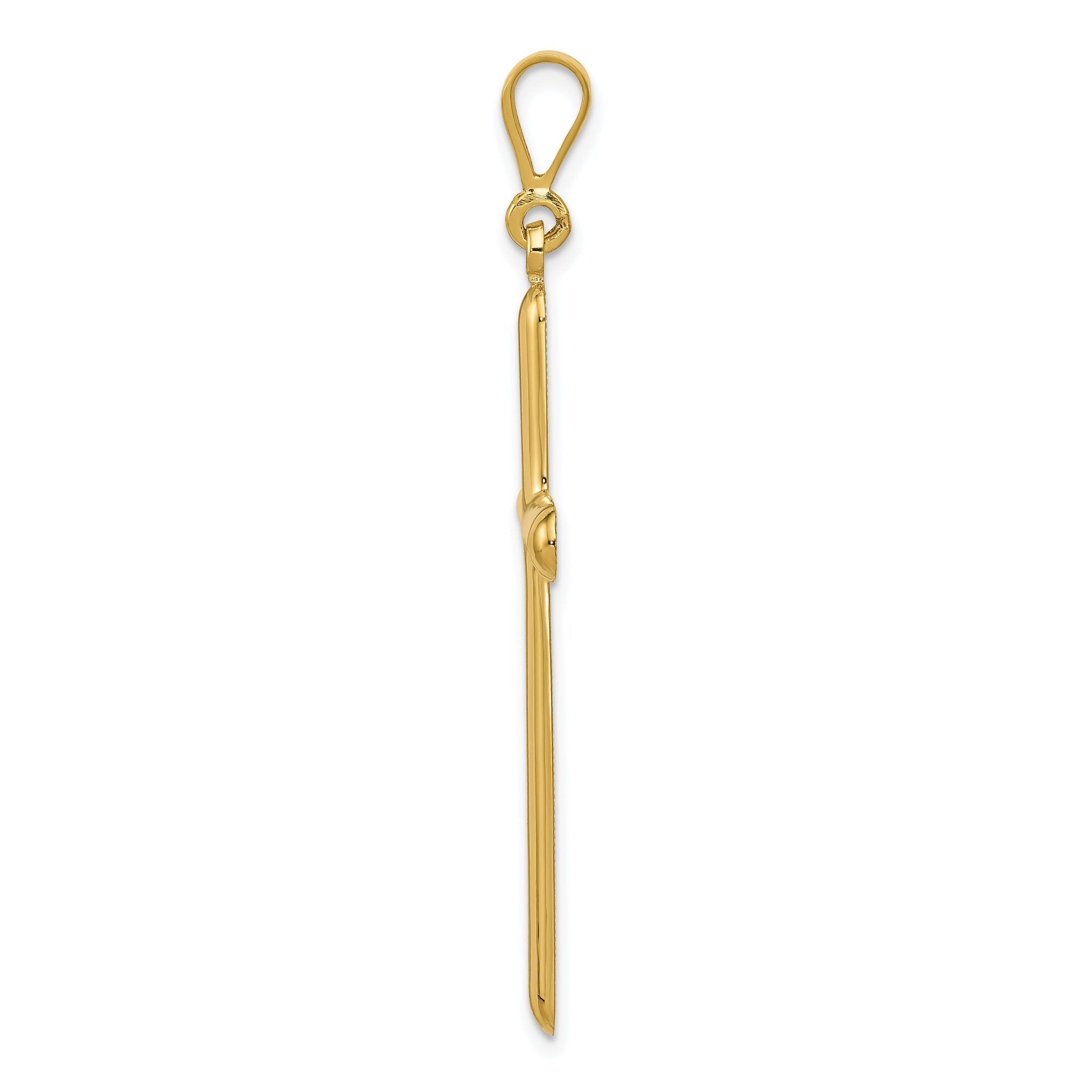 14K Gold Polished Cross Pendant with Flat Back Design Secondary image