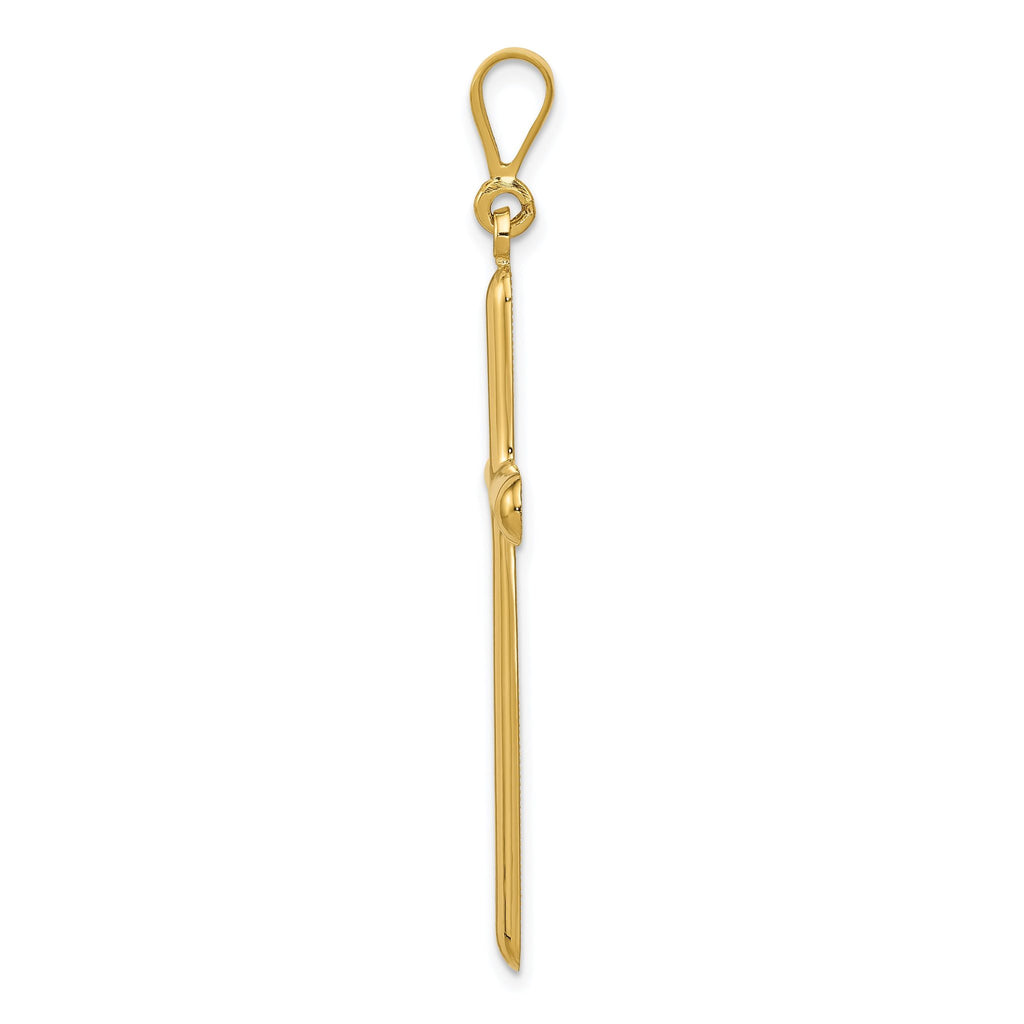 14K Gold Polished Cross Pendant with Flat Back Design
