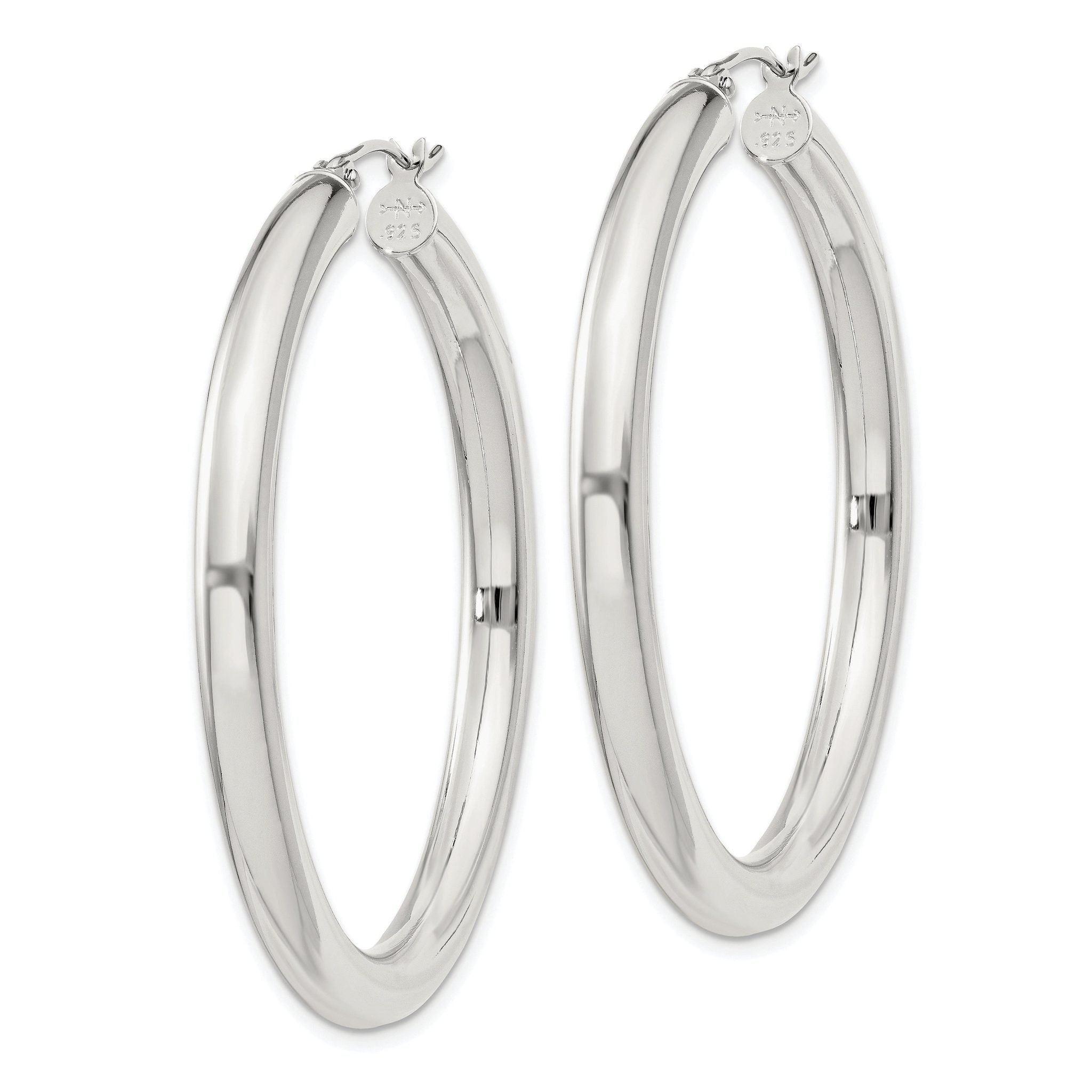 Sterling Silver 4mm Round Hoop Earrings Secondary image