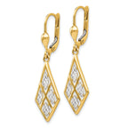 14K Gold Rhodium-Plated Diamond-Cut Leverback Earrings for Women
