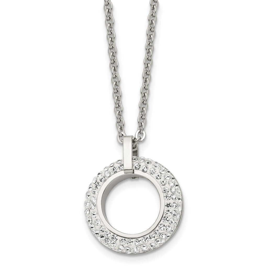 Crystal Open Circle Pendant Necklace in Stainless Steel
