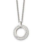 Crystal Open Circle Pendant Necklace in Stainless Steel