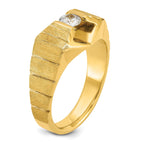 14k Mens Polished and Satin 1/3 carat Diamond Complete Ring
